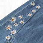 Women's High-Waist Star Patch Jeans, Wide-Leg Full-Length Jeans With A Retro Y2K Sta Light-Wash Denim For All Seasons Forbidden Platform - Temu