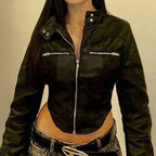 New Stand-up Collar Slim Fit Short Zipper Jacket