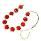 Women's Mirror Casual Decorative Corset Resin Crystal Ruby