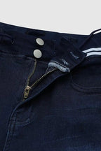 Athleisure Style Skinny Jeans For Women, Mid-Rise Pull-On Denim With A Sporty Drawstring Waist, Butt-Lifting Dark Wash Jeggings