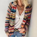 Women's Colorful Long Sleeve Cardigan Soft Boho Chic Knit Open Front Sweater For Spring And Fall Vacation