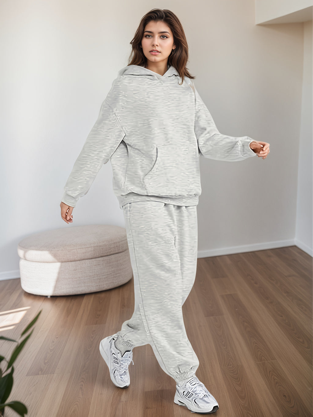 2025 Large Size New 2 Piece Outfits Lounge Hoodie Sweatsuit Sets Oversized Sweatshirt Baggy Fall Fashion Sweatpants With Pockets