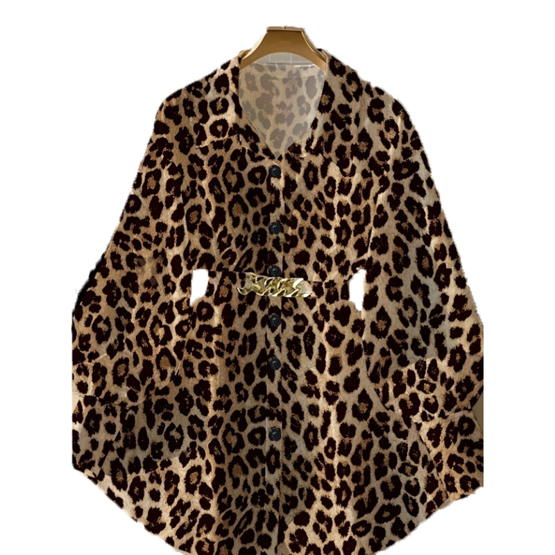 Women's Elegant Lapel Button-Down Top With Adjustable Metal Waist Belt Solid Color Loose Fit Blouse For Casual & Office Wear