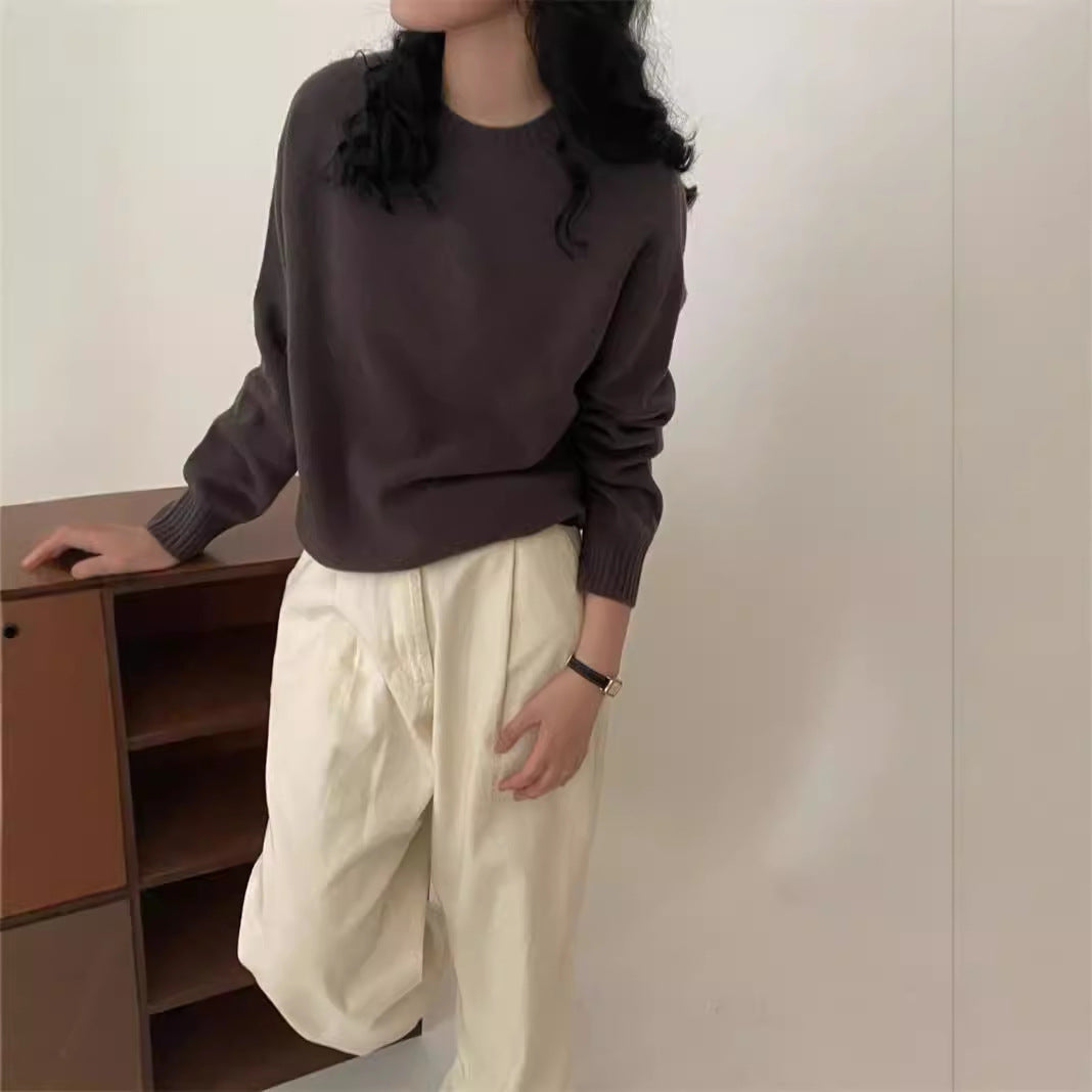 Pure Wool Soft Glutinous Thick Loose-fitting Pullover Base Sweater