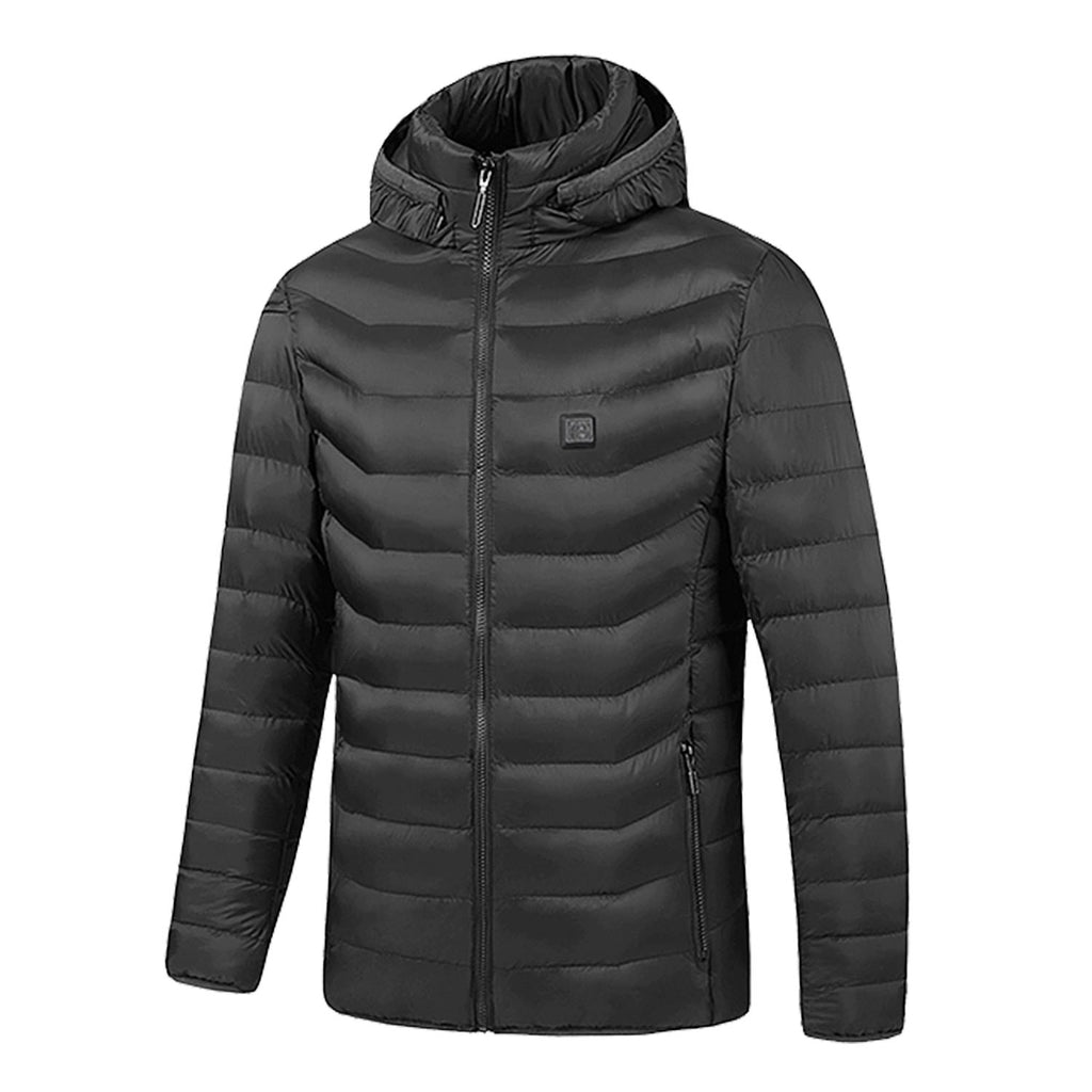 1Pc Heated Jacket Electric Heating Coat Lightweight Winter Hooded Jacket With 3-Level Heating Modes 8 Heating Zones Detachable Zipper Hood
