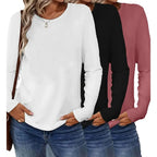 3 Pack Womens Plus Size Long Sleeve Shirts Crew Neck Basic Tee Tops Loose Fit Fall Outfits For Women 1X-5X