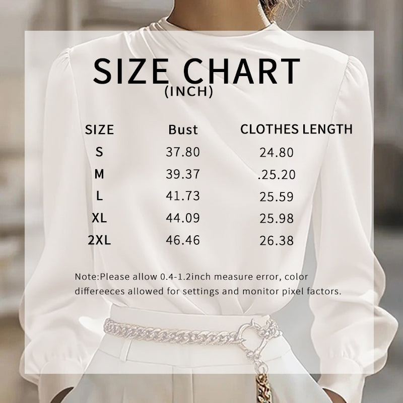 Women's Pleated Long Sleeve Blouse, Round Neck Business Casual Shirt, Dressy Fall 2025 Work Tops