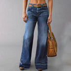 Wide Leg Straight Leg Jeans For Women High Waisted Loose Denim Pants, No Belt