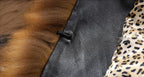 Mid-length Leopard Print  Raccoon Fur Collar Coat
