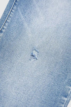 Low-Rise Cropped Boyfriend Jeans For Women, Relaxed Fit Straight Leg Denim With A Distressed Raw Hem, Casual Light Wash Pants