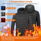 1Pc Heated Jacket Electric Heating Coat Lightweight Winter Hooded Jacket With 3-Level Heating Modes 8 Heating Zones Detachable Zipper Hood