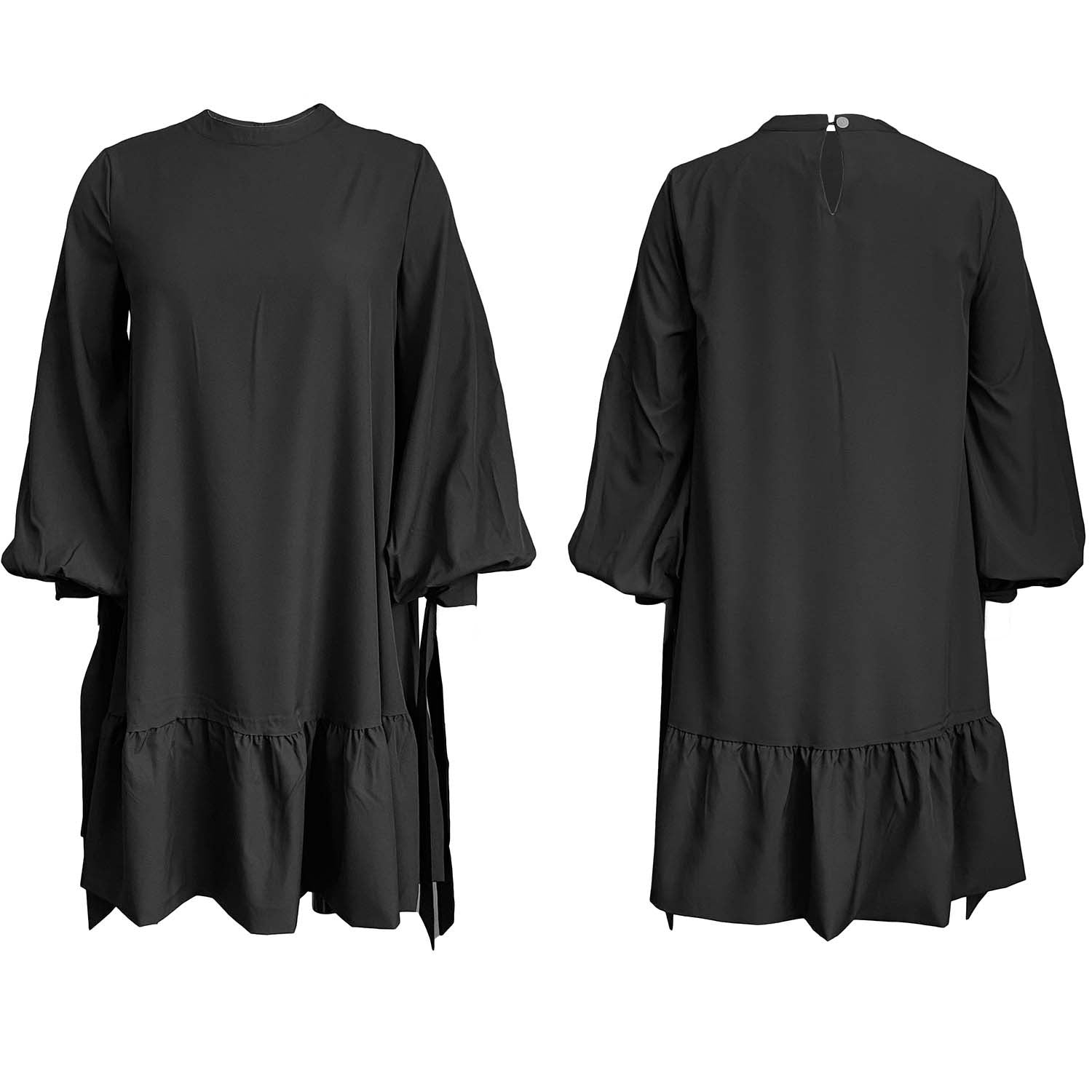Women's Loose Solid Color Puff Sleeve Dress