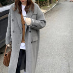 Women's Gray Woolen Plump Girls Loose All-match Coat