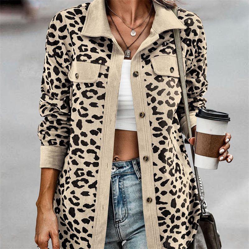 Women's Fashion Leopard Print Long Sleeve Jacket