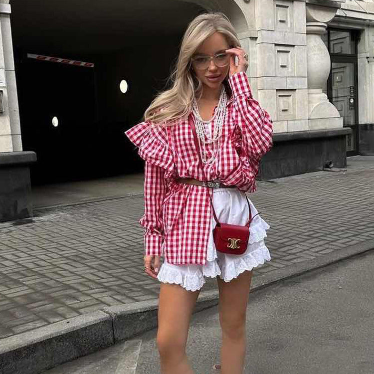 Personality New Cotton Plaid Women's Shirt