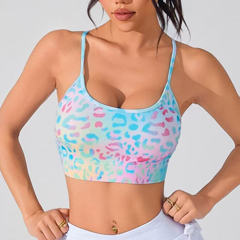 Women's Summer New Cross Thin-Strap Floral Print Daily Sports Bra