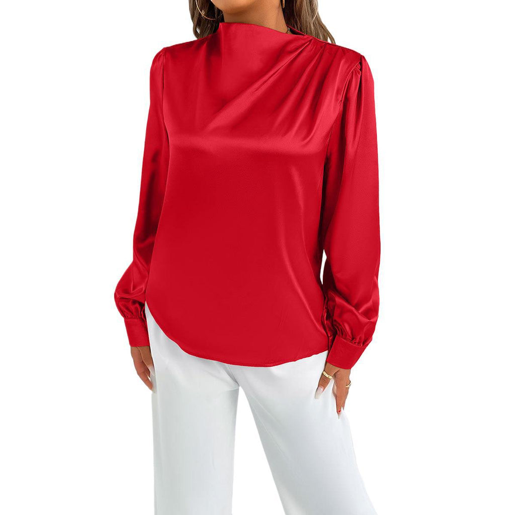 Satin Shirt Foreign Trade Shirt Light Transparent Satin Top