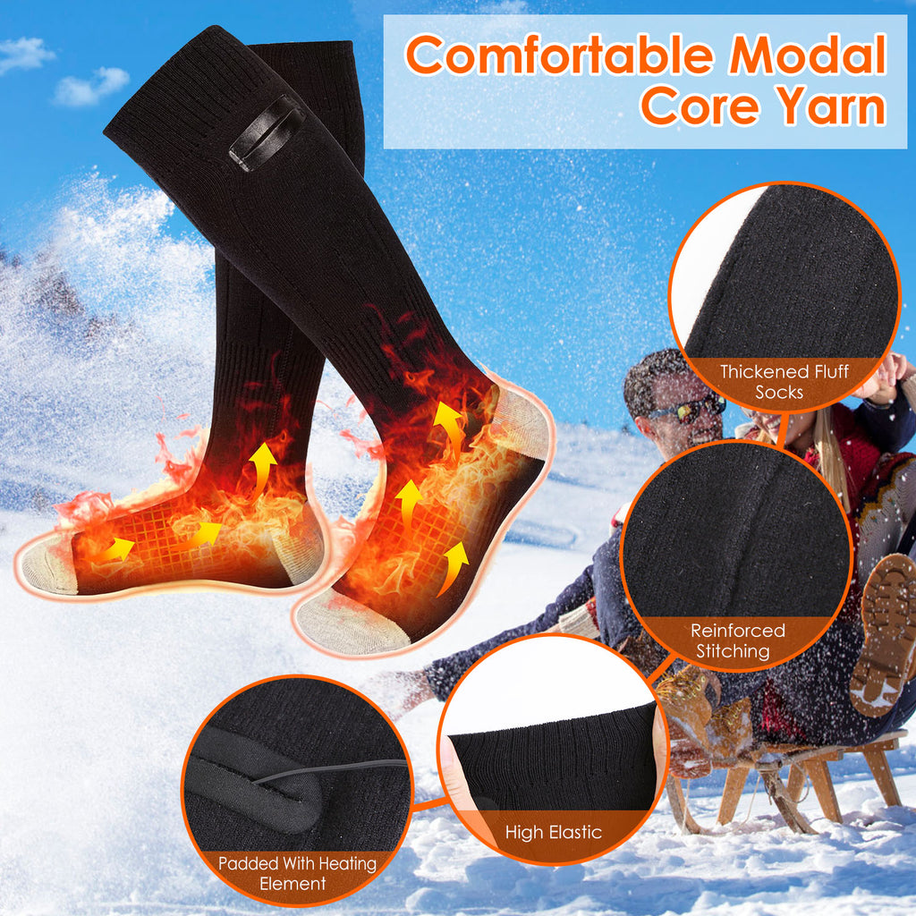 1Pair  Electric Heated Socks For Men Women Battery Powered Heated Socks Rechargeable Feet Warmer With 4 Temperature Levels Indoor Outdoor Machine Washable
