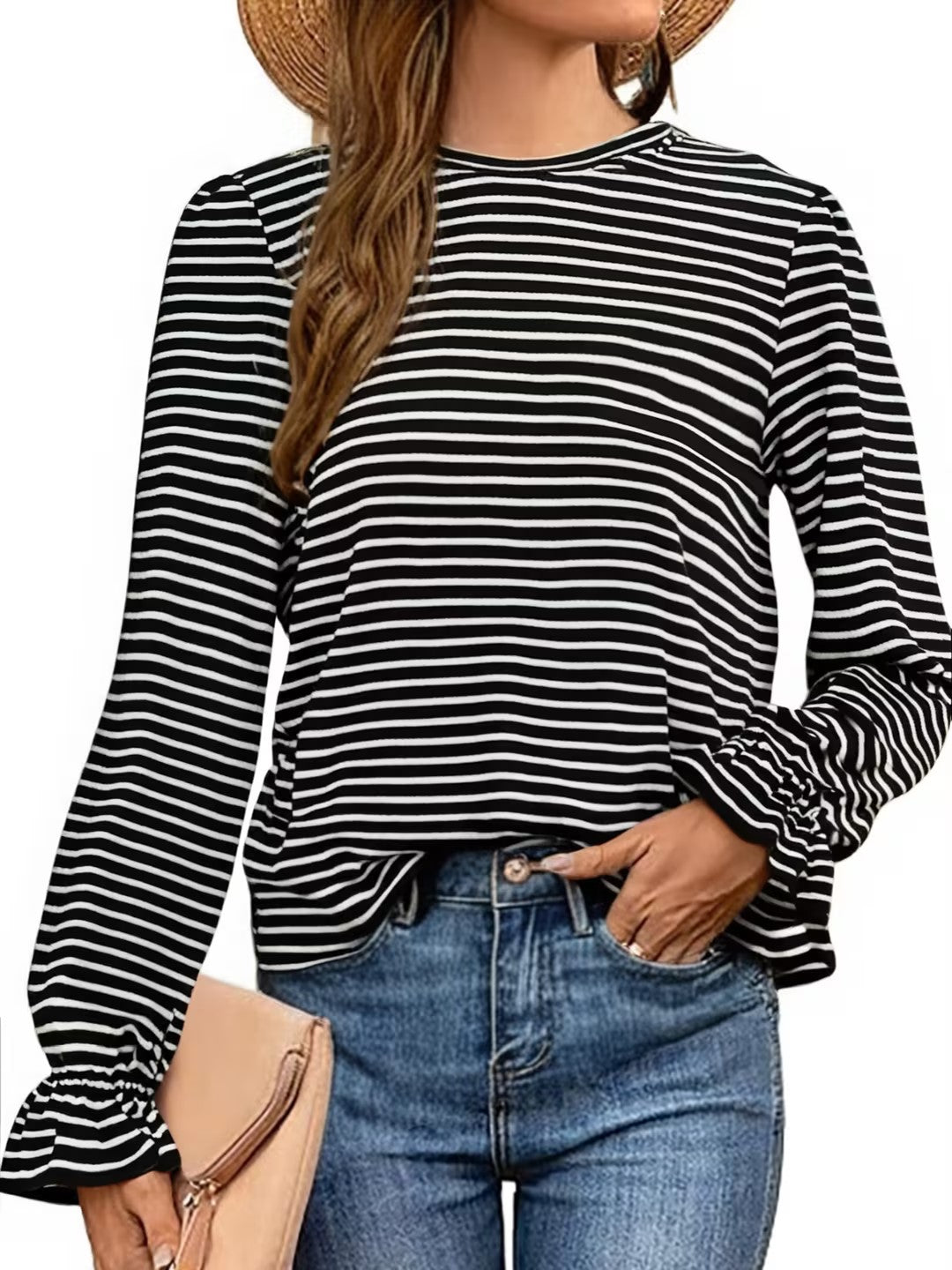 Long-sleeved Winter Base With Striped Square Collar
