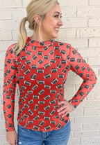 Black Game Day Rugby Mesh Sheer Long Sleeve Top