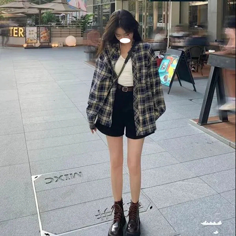 Women's Retro Plaid Sweet Thin Sun Protection Cardigan Coat Shirt