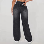 European And American Ladies Washed Hole Denim Trousers