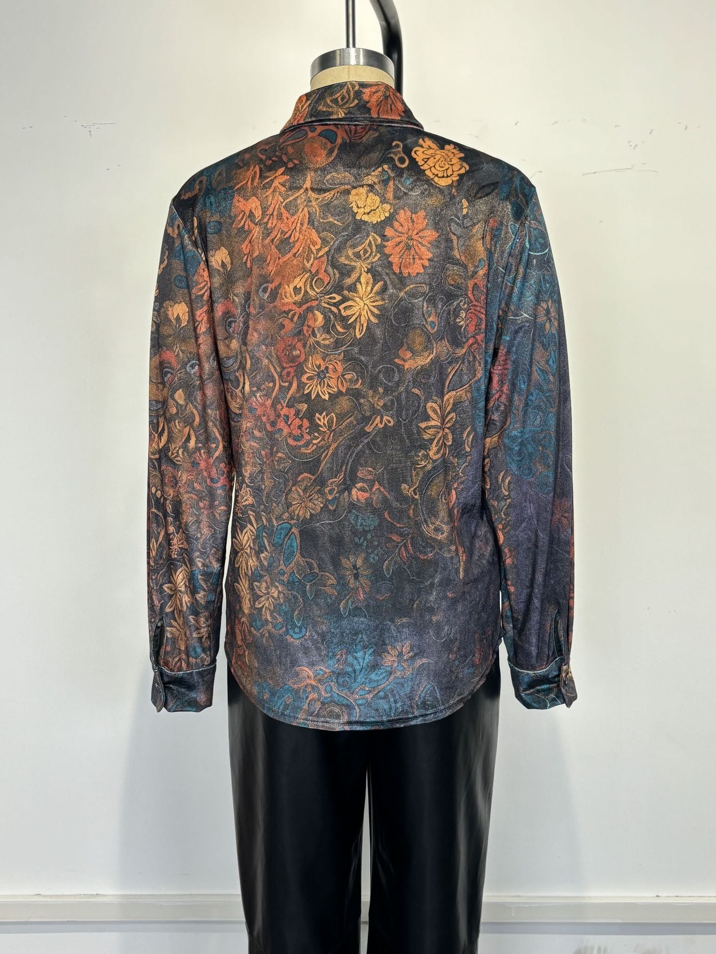 Women's Retro Boho Floral Shirt - Button Down Long Sleeve Blouse, Vintage Style Top