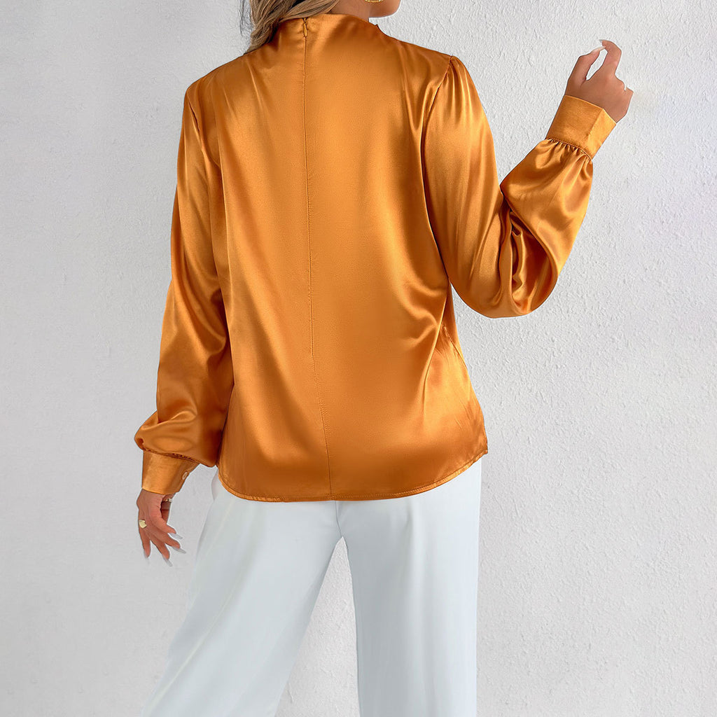 Satin Shirt Foreign Trade Shirt Light Transparent Satin Top