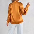 Satin Shirt Foreign Trade Shirt Light Transparent Satin Top