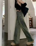 2025 New Retro Style, Washed Plain Loose Fit, Casual Style, Zipper Button Closure Jeans, Suitable For All Seasons, Versatile And Error Free.