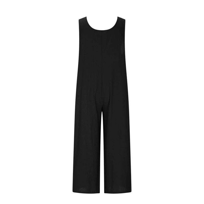 Women's Elegant Wide-Leg Jumpsuit - Button Front Formal & Casual Romper, Lightweight Wear