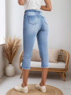 2025 New Women Chic Chic Denim Shorts, Drawstring Closed And Split Button Hem, Comfortable Fabric, Suitable For All Kinds Of Wear, Spring And Summer Women's Wear