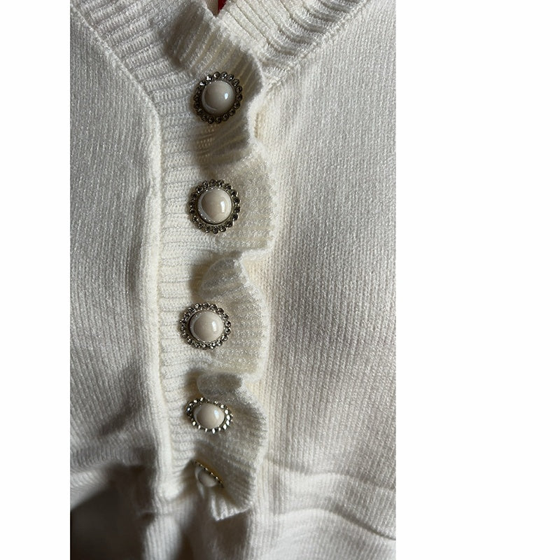 Women's Long Sleeve Ruffle Sweaters V Neck Lightweight Knitted Pullover Sweater Tops