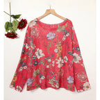 Women's Graphic Print Long Sleeve Blouse, Crew Neck Fall Fashion Tunic Top, Casual Dressy Work Shirt