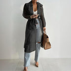Women's Solid Color Half Sheer Long Sleeve Cardigan With Buttons & Belt - Lightweight Cover-Up For Summer