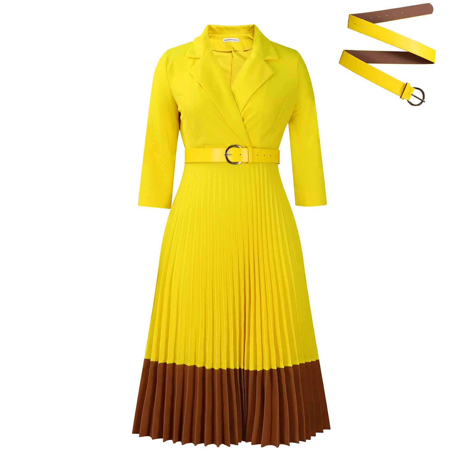 Suit Collar Fashion Elegant Pleated African Dress
