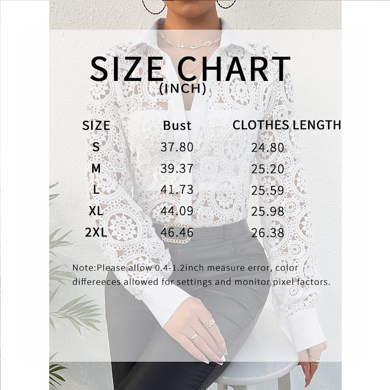 Women's Lace Floral Boho Blouse - Long Sleeve Button Down Shirt For Spring & Fall