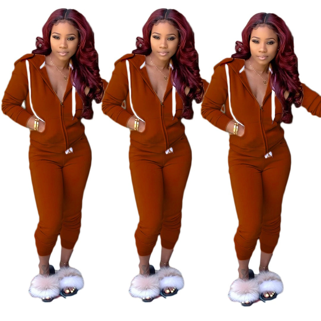 Women's Clothing Solid Color Hoodie Suit Sports