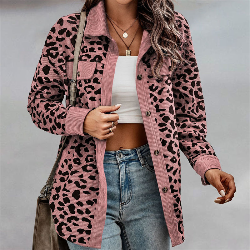 Women's Fashion Leopard Print Long Sleeve Jacket