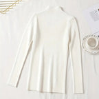 Women's Slim Fit Half-Zip Turtleneck Sweater, Long Sleeve Knit Top For Office And Casual Winter Wear