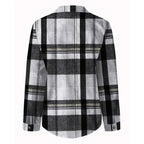 Women's Casual Plaid Long Sleeve Shirt - Button-Down Top With Chest Pocket, Classic Lapel Collar For Office & Weekend Wear