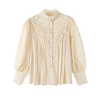 Design Style Blouse Lace Stand-up Collar Long-sleeved Shirt Women