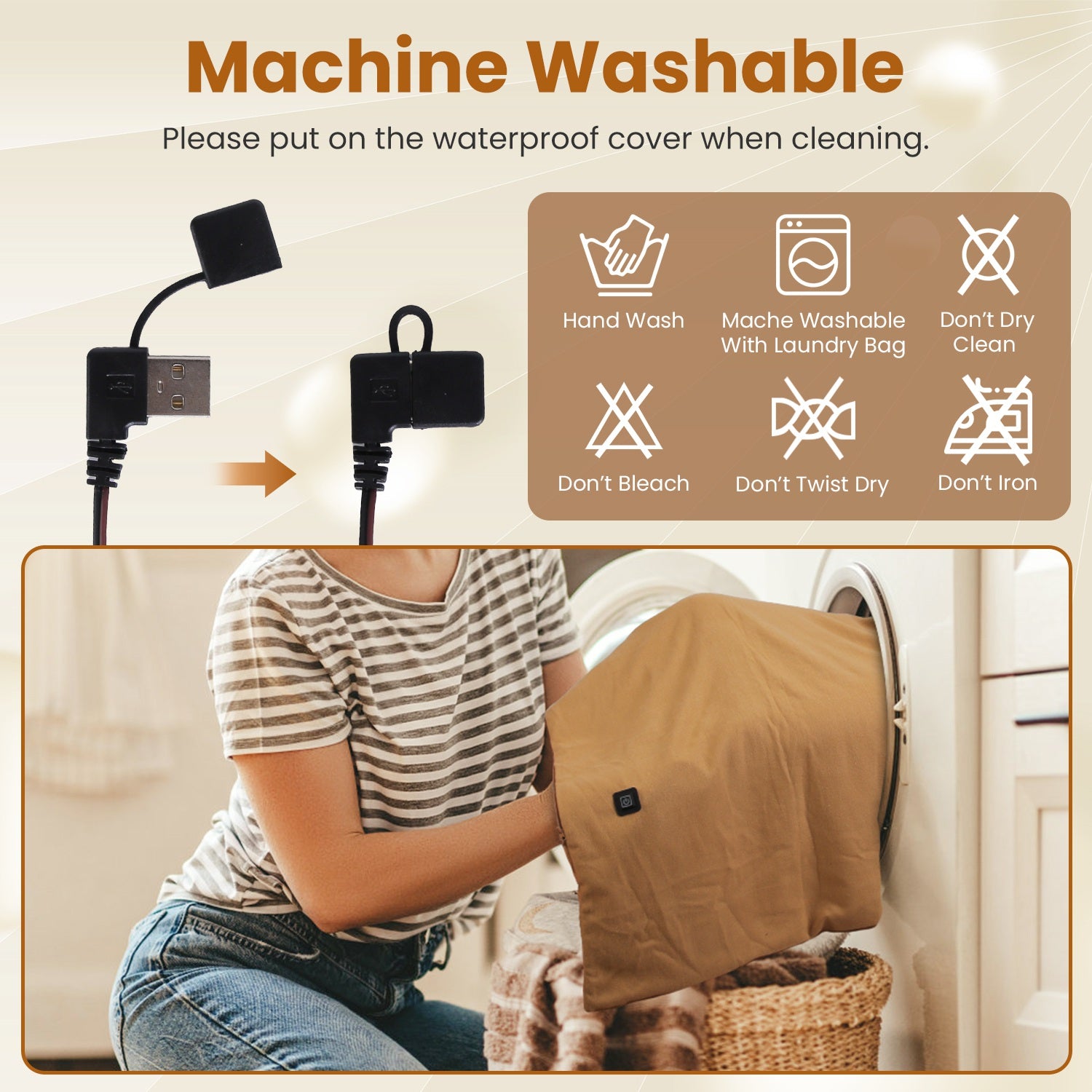 1Pc 79x24In USB Heated Shawl With Teasel Wearable Heating Blanket Electric Throw Wrap Indoor Outdoor With Zipper 3 Heating Levels Machine Washable For Outdoor Home Office