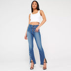 Women's High-Waist Star Patch Jeans, Wide-Leg Full-Length Jeans With A Retro Y2K Sta Light-Wash Denim For All Seasons Forbidden Platform - Temu