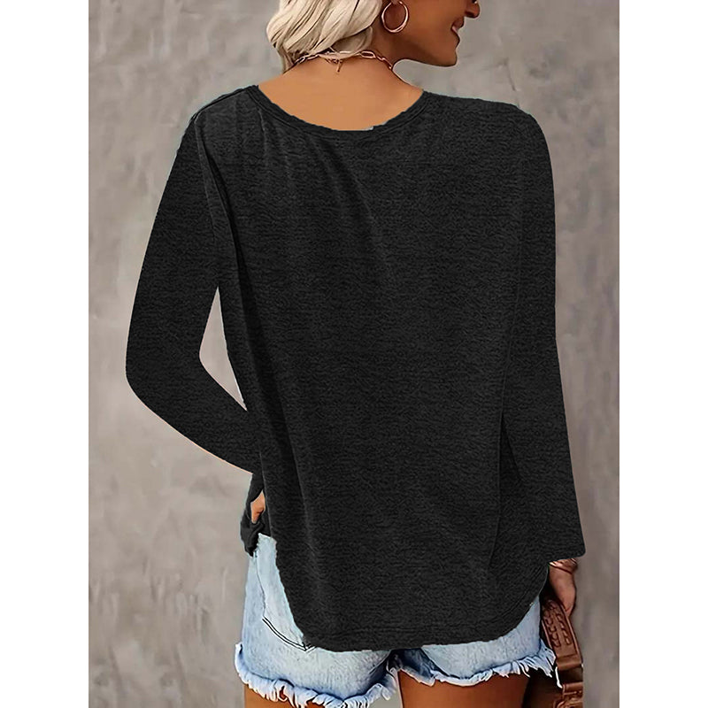 5 Pack Women's Long Sleeve T Shirts, Casual V Neck Tunic Tops Basic Loose Solid Blouses Outfit