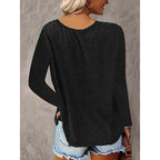 5 Pack Women's Long Sleeve T Shirts, Casual V Neck Tunic Tops Basic Loose Solid Blouses Outfit