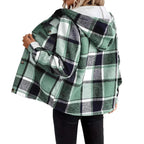 Autumn And Winter Loose Long Sleeve Casual Plaid Hooded Jacket