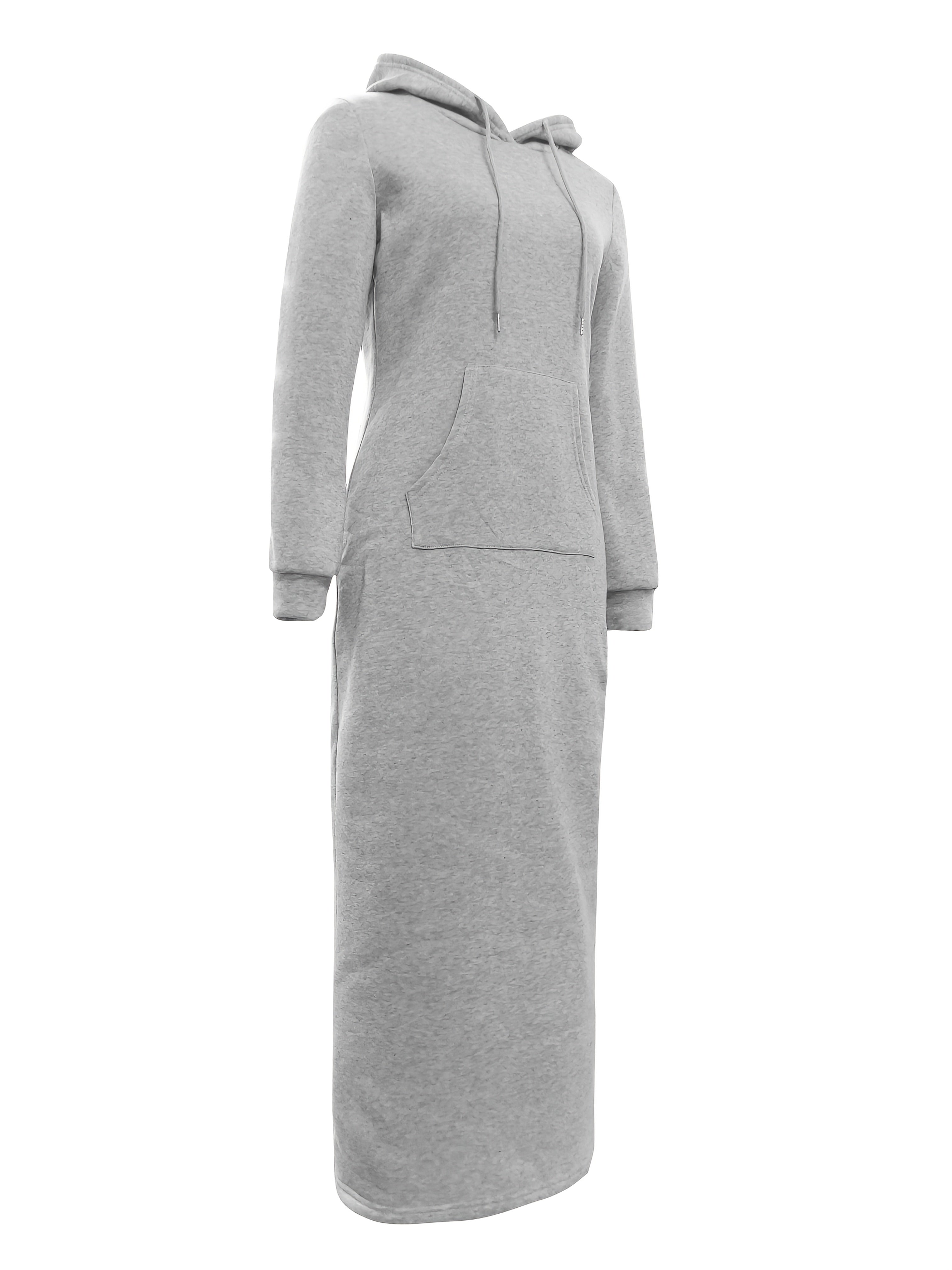 Solid Color Long Sleeved Drawstring Hoodie With Pockets