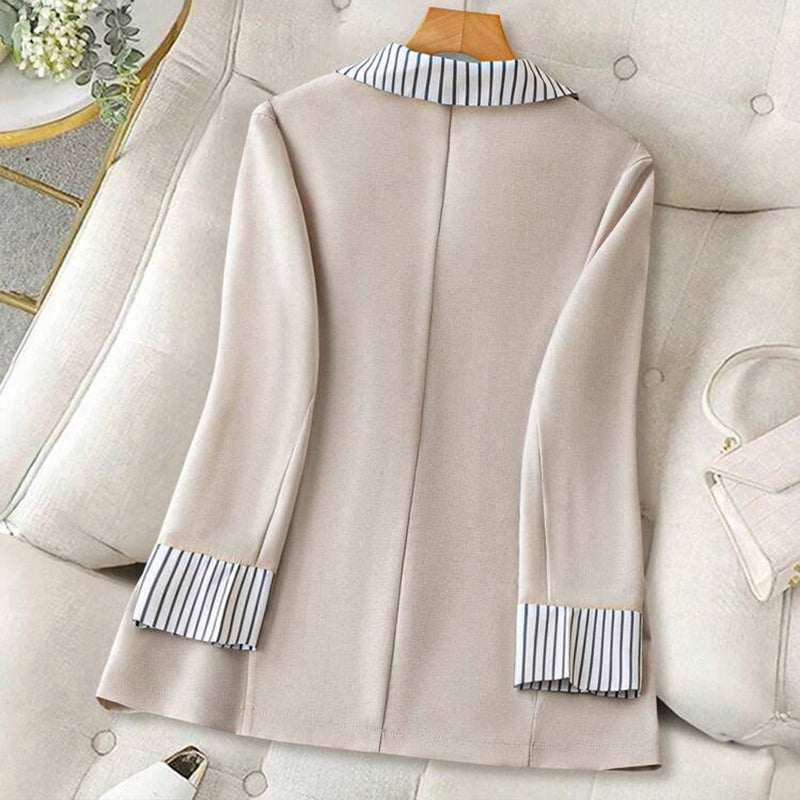 Women's Notched Lapel Single-Breasted Minimalist Blazer Half Sleeve H-Line Jacket With Pockets Casual & Office Wear For Spring&Fall