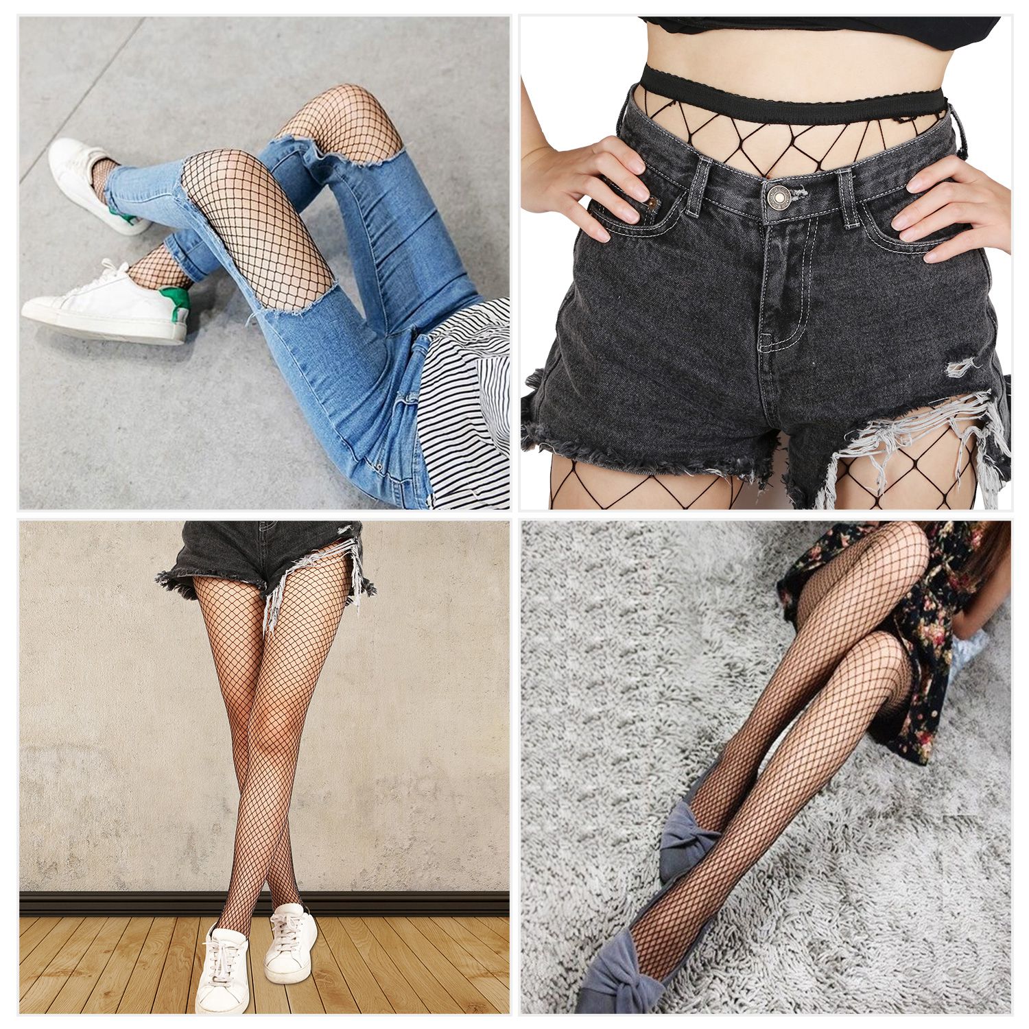 1Pc Women Fishnet Tights Sexy High Waist Fishnet Pantyhose Stretchy Mesh Hollow Out Tights Stockings With Medium Large Hole Choices